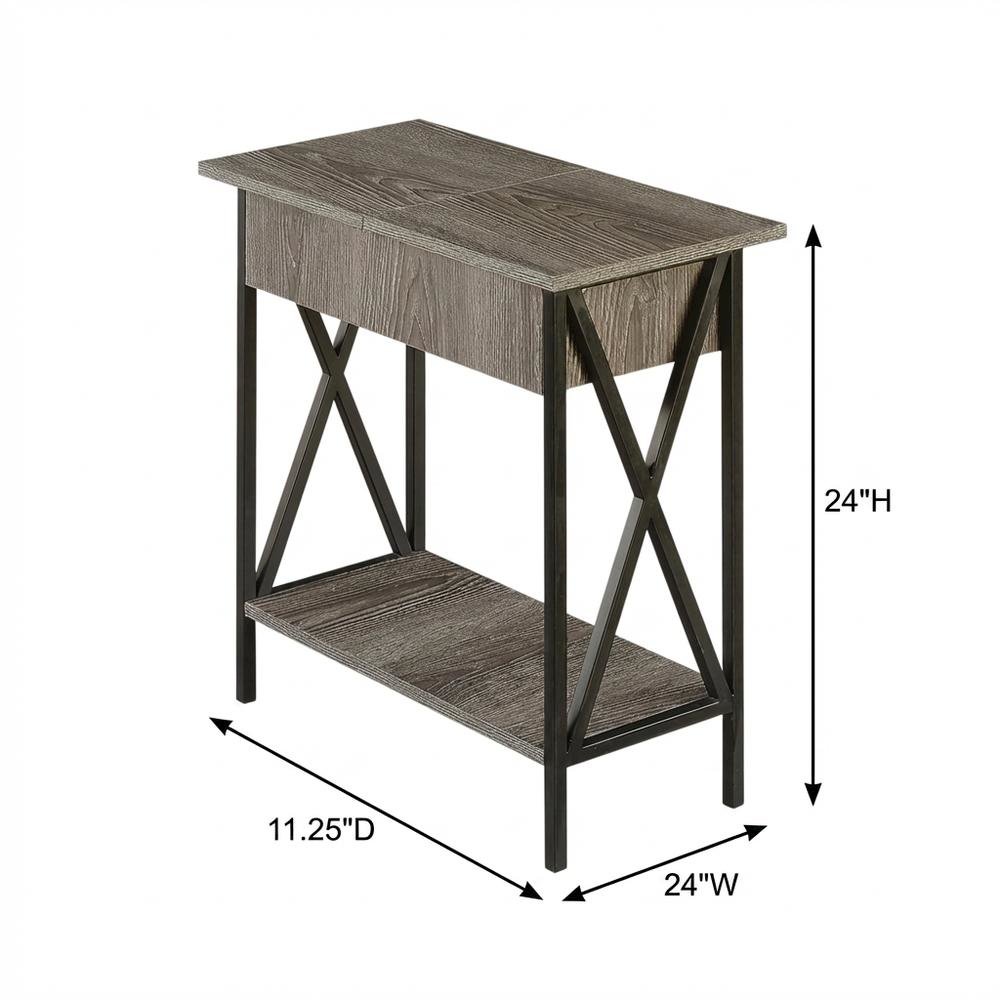 Glass Finish Flip Top Table with Compact Design for Living Room Use. Picture 7