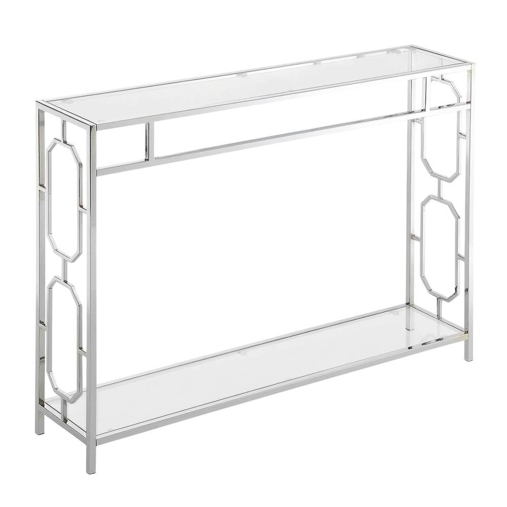 Modern Chrome Console Table with Sleek Finish and Elegant Design. Picture 1