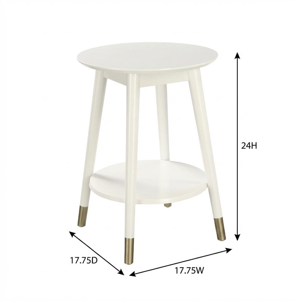 Mid Century Round End Table with Bottom Shelf for Living Room and Lounge. Picture 7