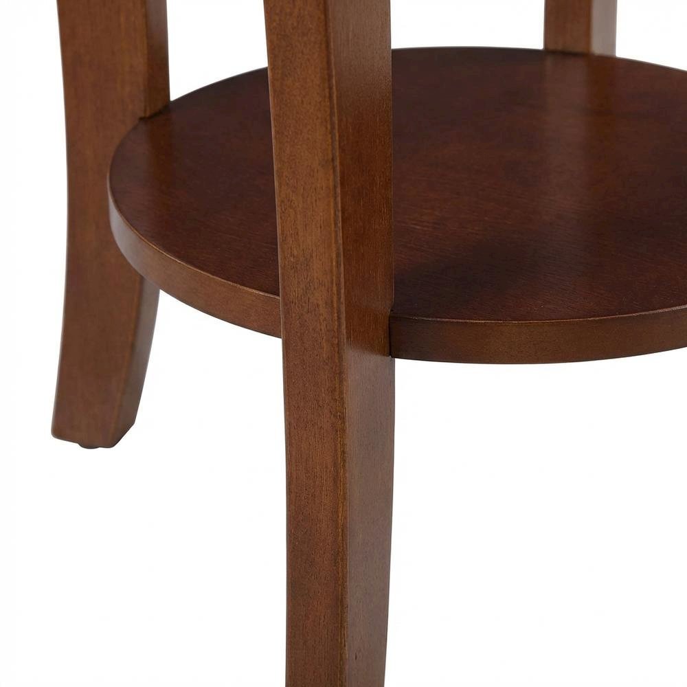Mahogany Round End Table with Shelf for Classic and Transitional Styles. Picture 6