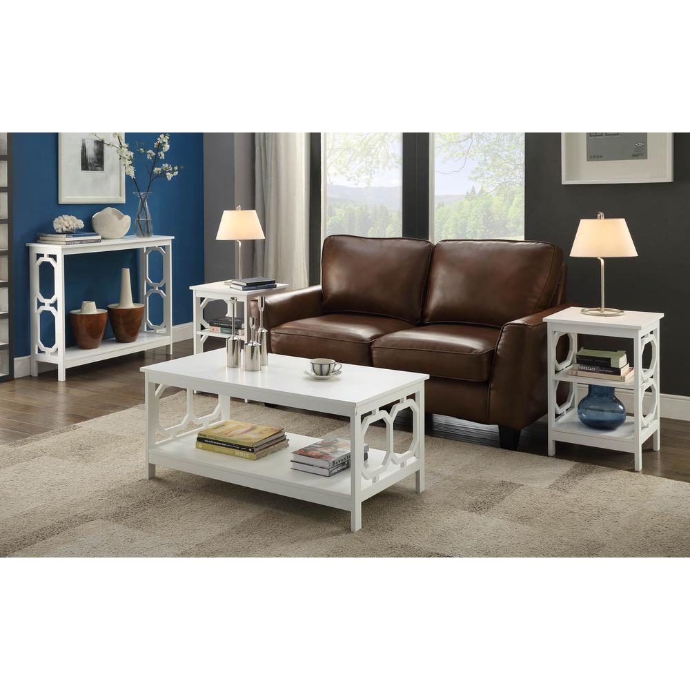 Omega Coffee Table with Shelf White. Picture 3