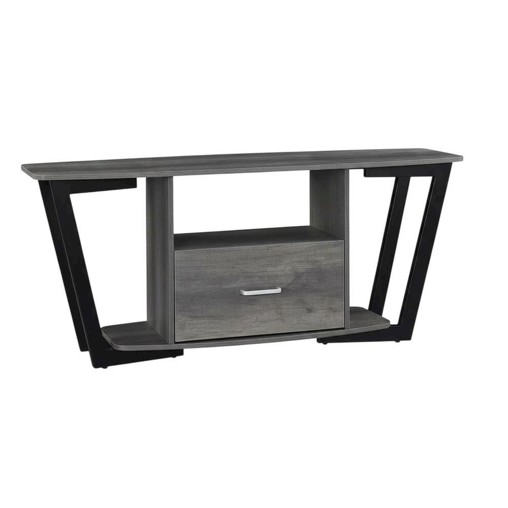 Black Graystone TV Stand for 65-Inch Screens with Shelves and Storage. Picture 1