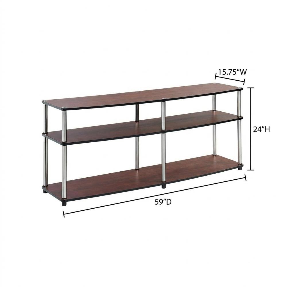 Cherry 3-tier TV stand, sturdy particle board construction, stainless steel. Picture 7