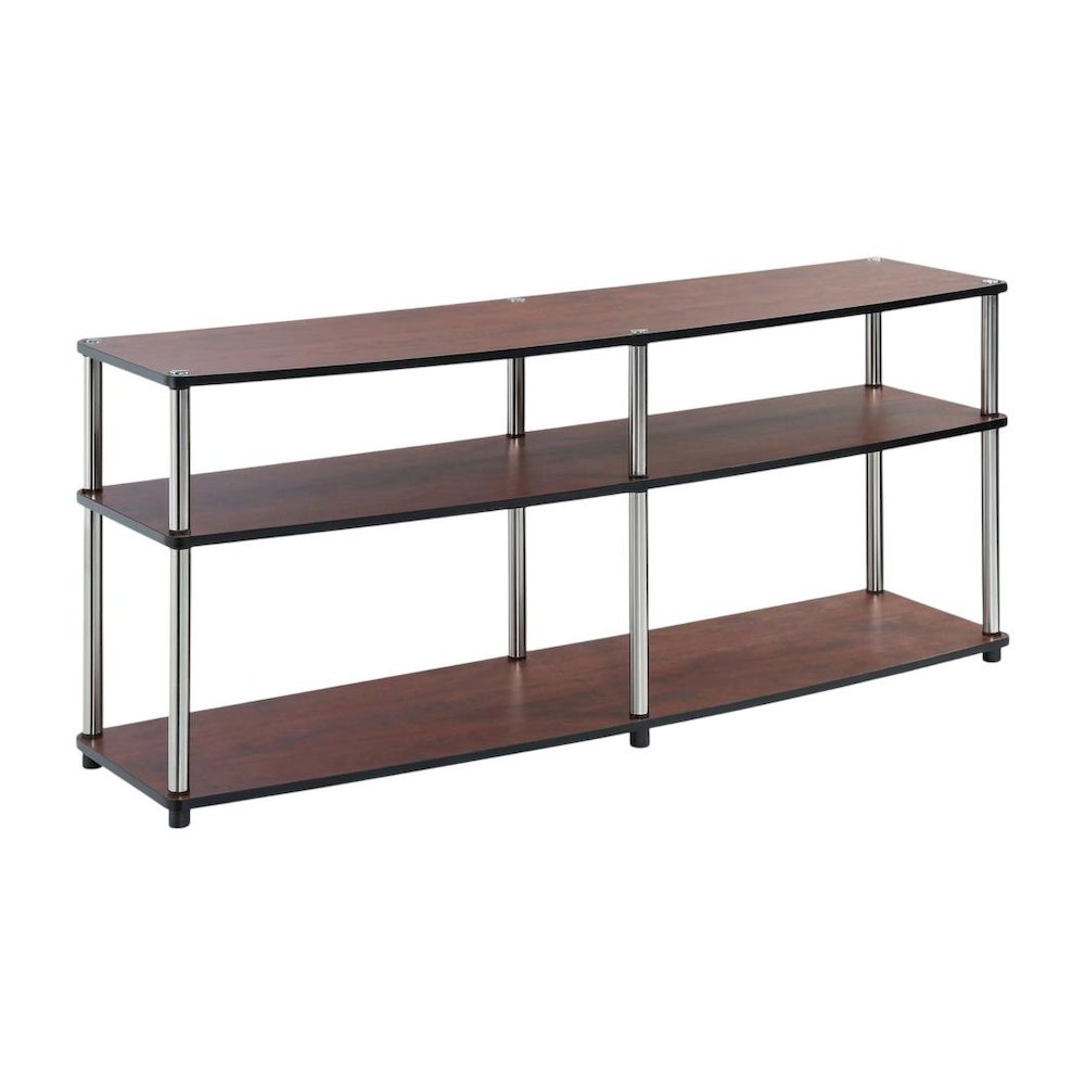Cherry 3-tier TV stand, sturdy particle board construction, stainless steel. Picture 1