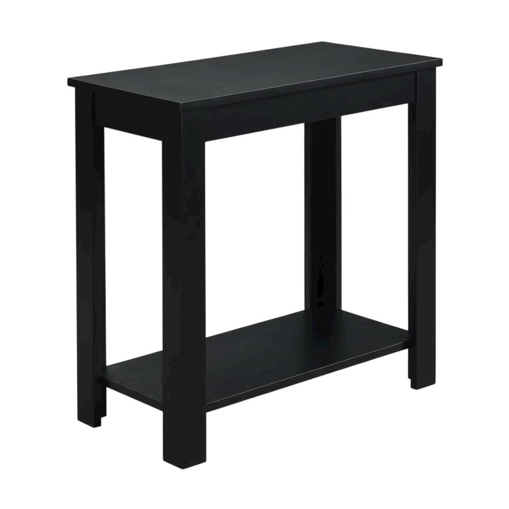 Slim Chairside Table, Black, Bottom Shelf, Quick Setup. Picture 1