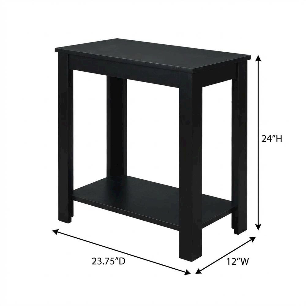 Slim Chairside Table, Black, Bottom Shelf, Quick Setup. Picture 7