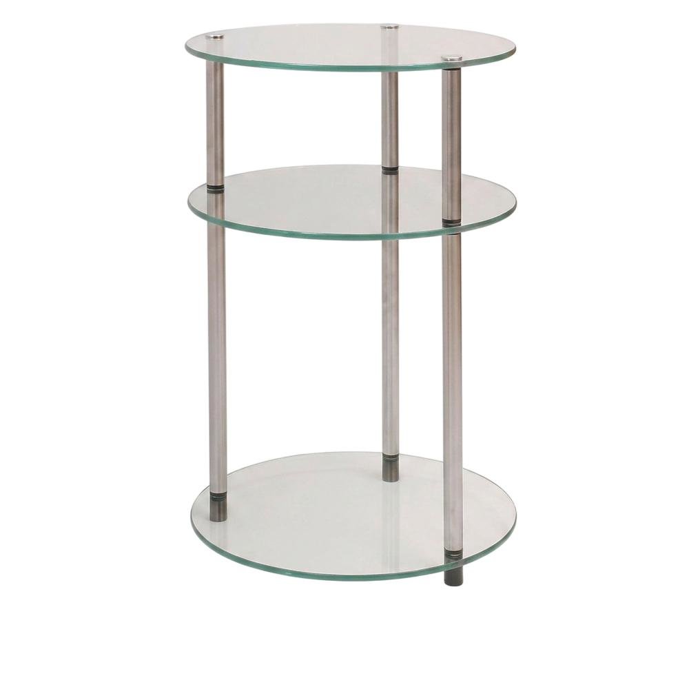 Round Glass Accent Table with 3 Tiers for Living Room and Lounge Spaces. Picture 1