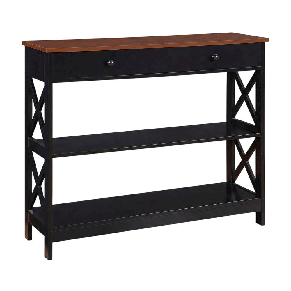 Wooden 1-Drawer Console Table with Shelves and Modern Design. Picture 1