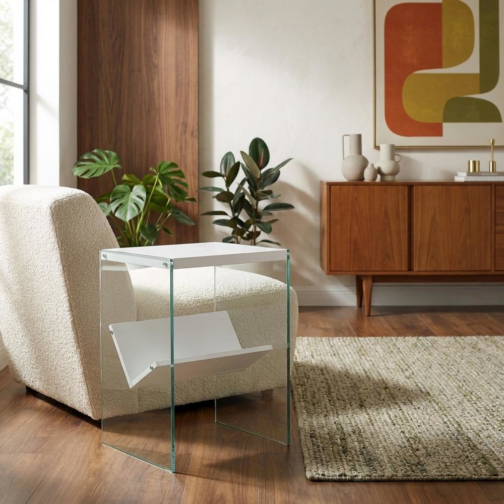 Black Wood End Table with Storage Shelf and Modern Design. Picture 2