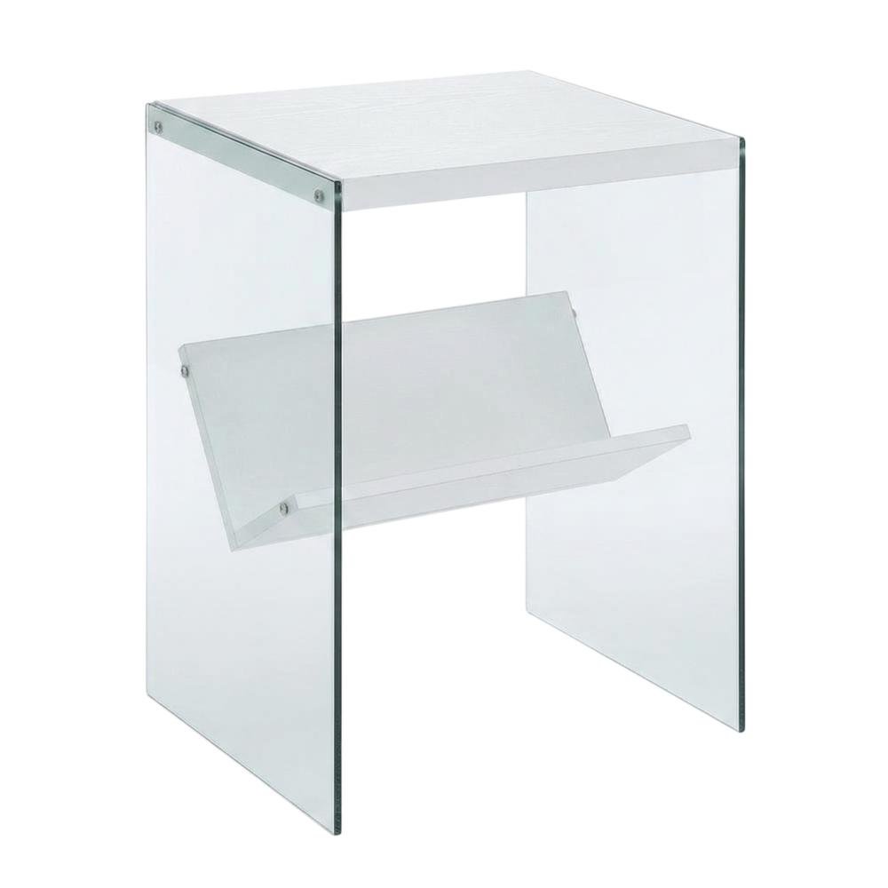 Black Wood End Table with Storage Shelf and Modern Design. Picture 1