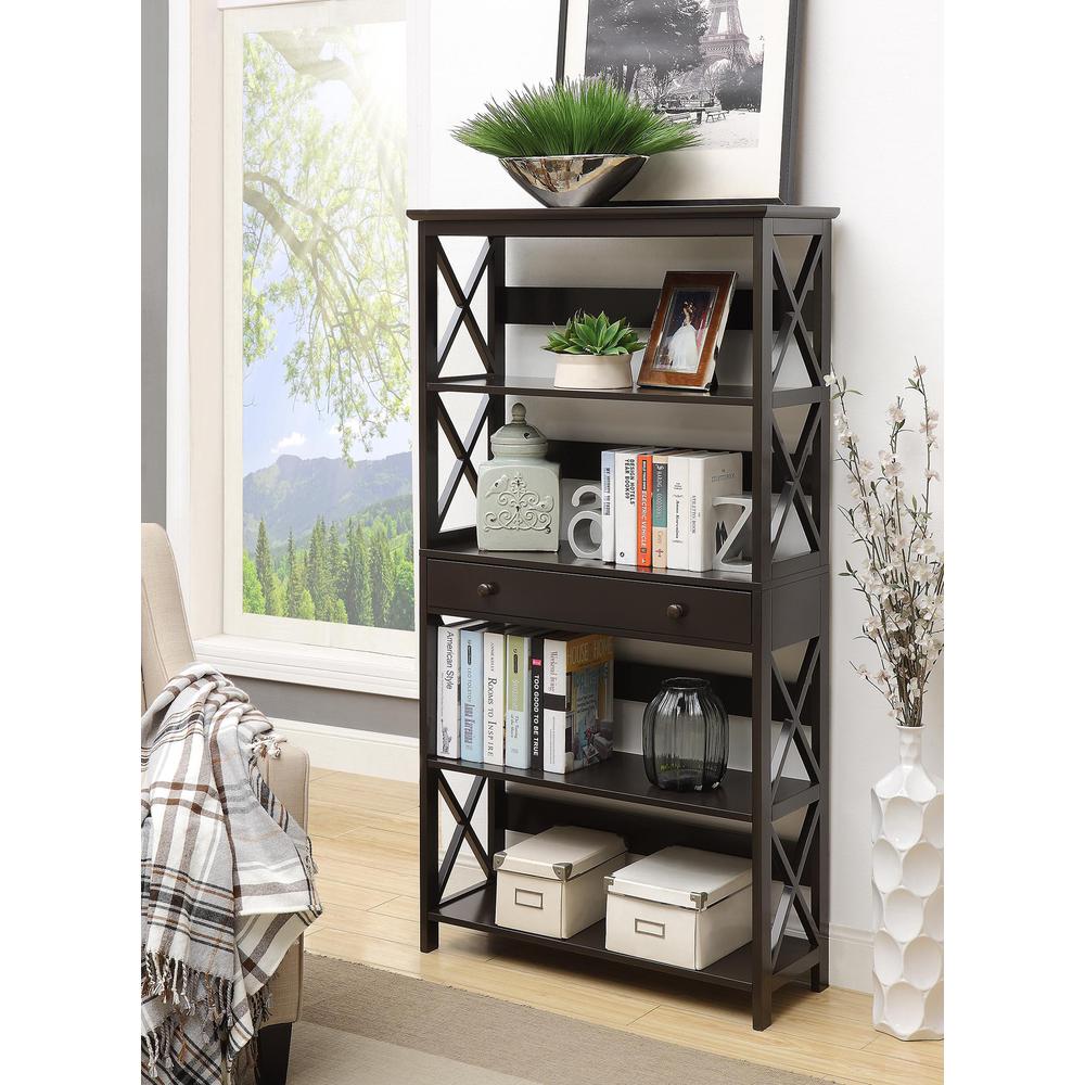 Oxford 5 Tier Bookcase with Drawer. Picture 1