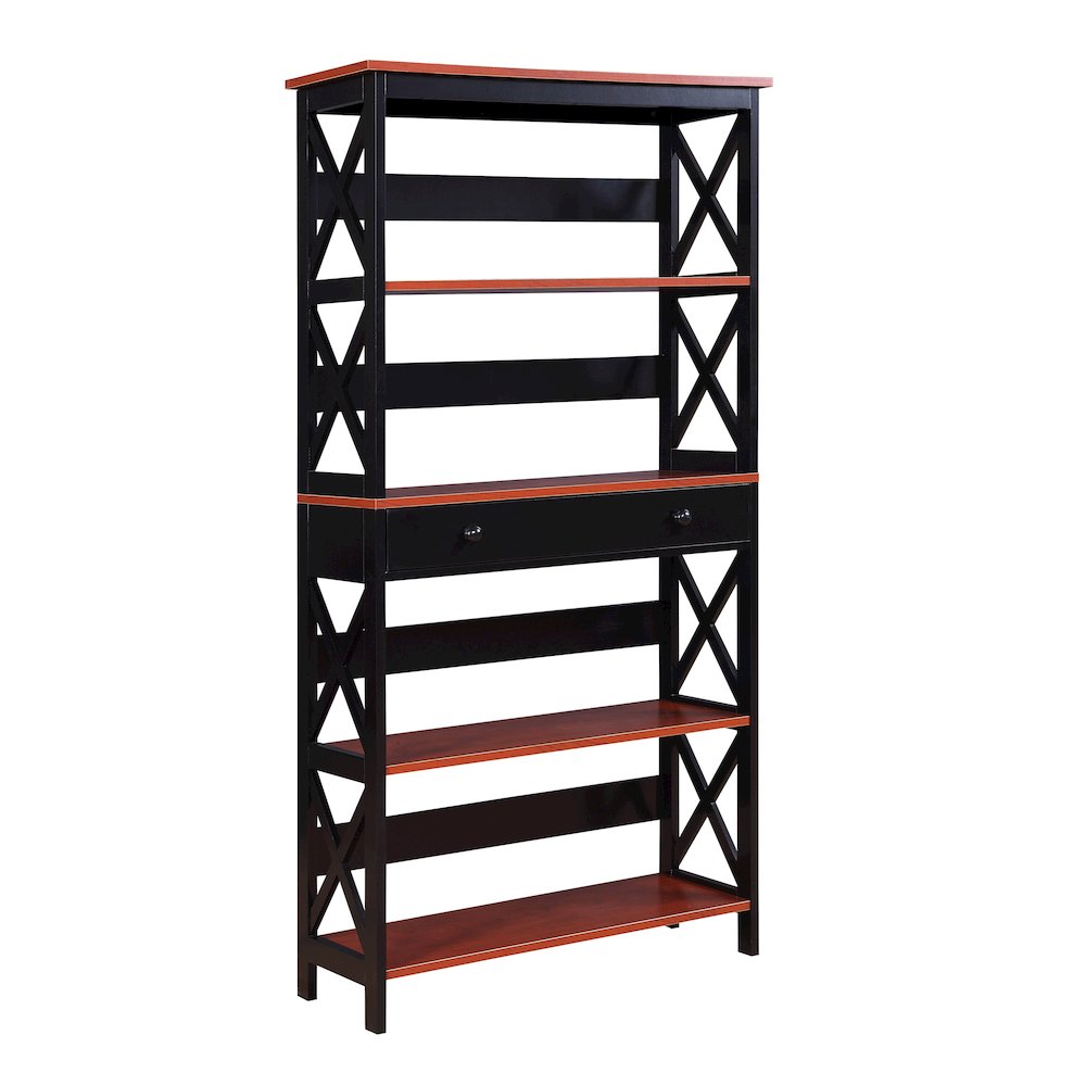 Oxford 5 Tier Bookcase with Drawer. Picture 1