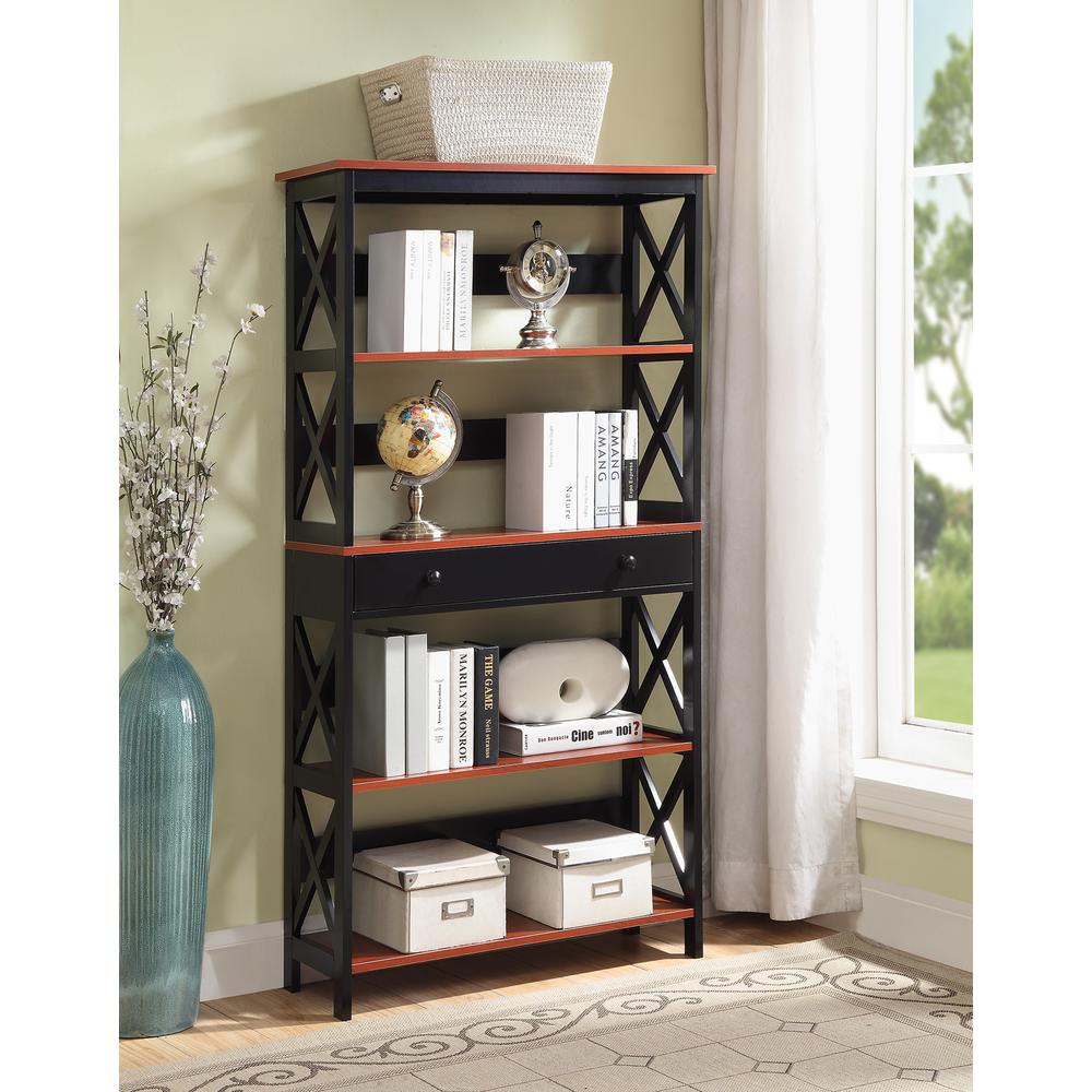 Oxford 5 Tier Bookcase with Drawer. Picture 1