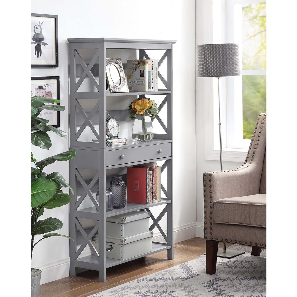 Oxford 5 Tier Bookcase with Drawer. Picture 1