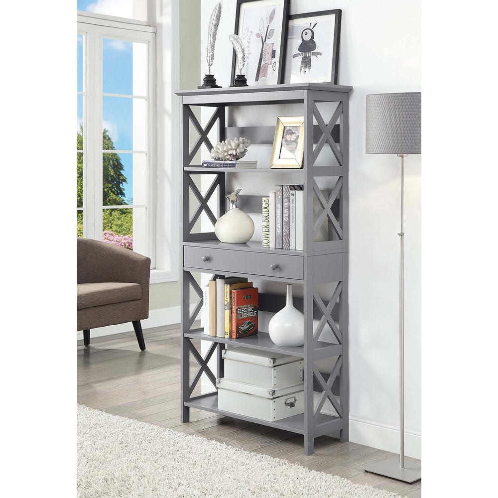 Oxford 5 Tier Bookcase with Drawer. Picture 4