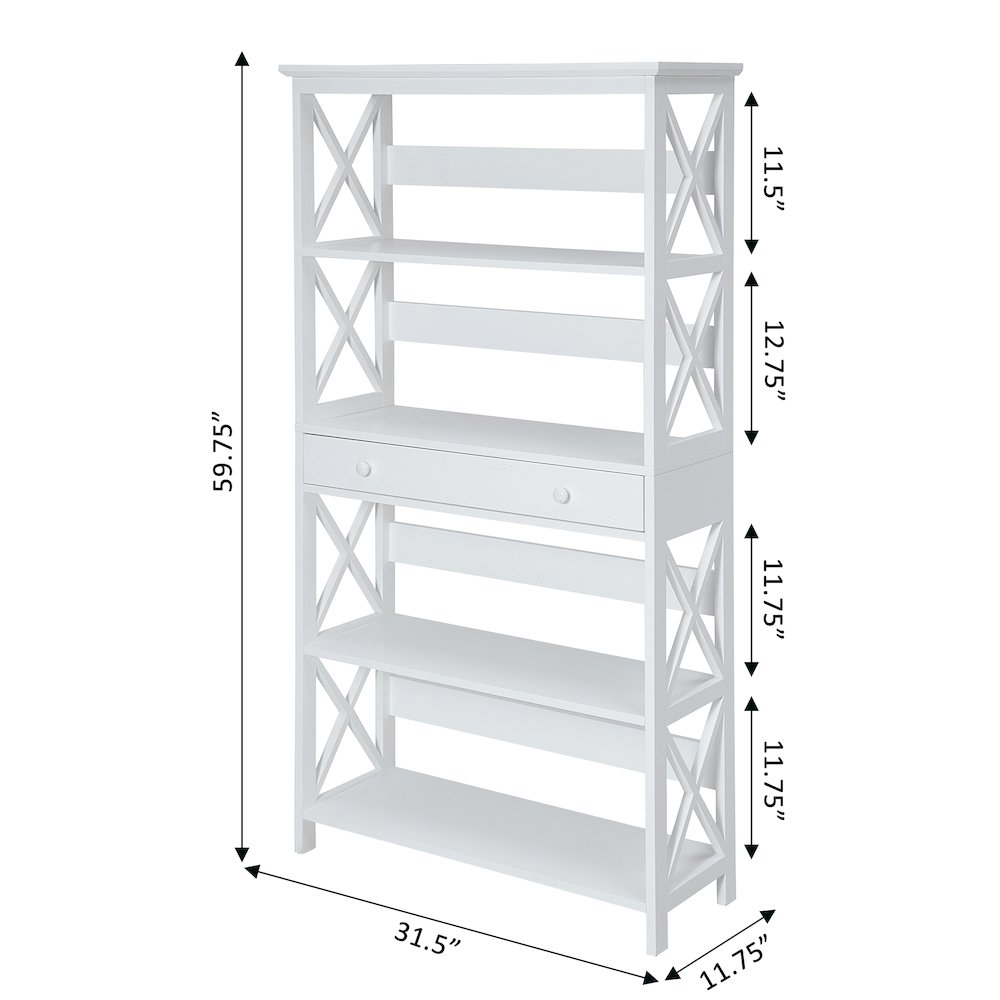 Oxford 5 Tier Bookcase with Drawer. Picture 5