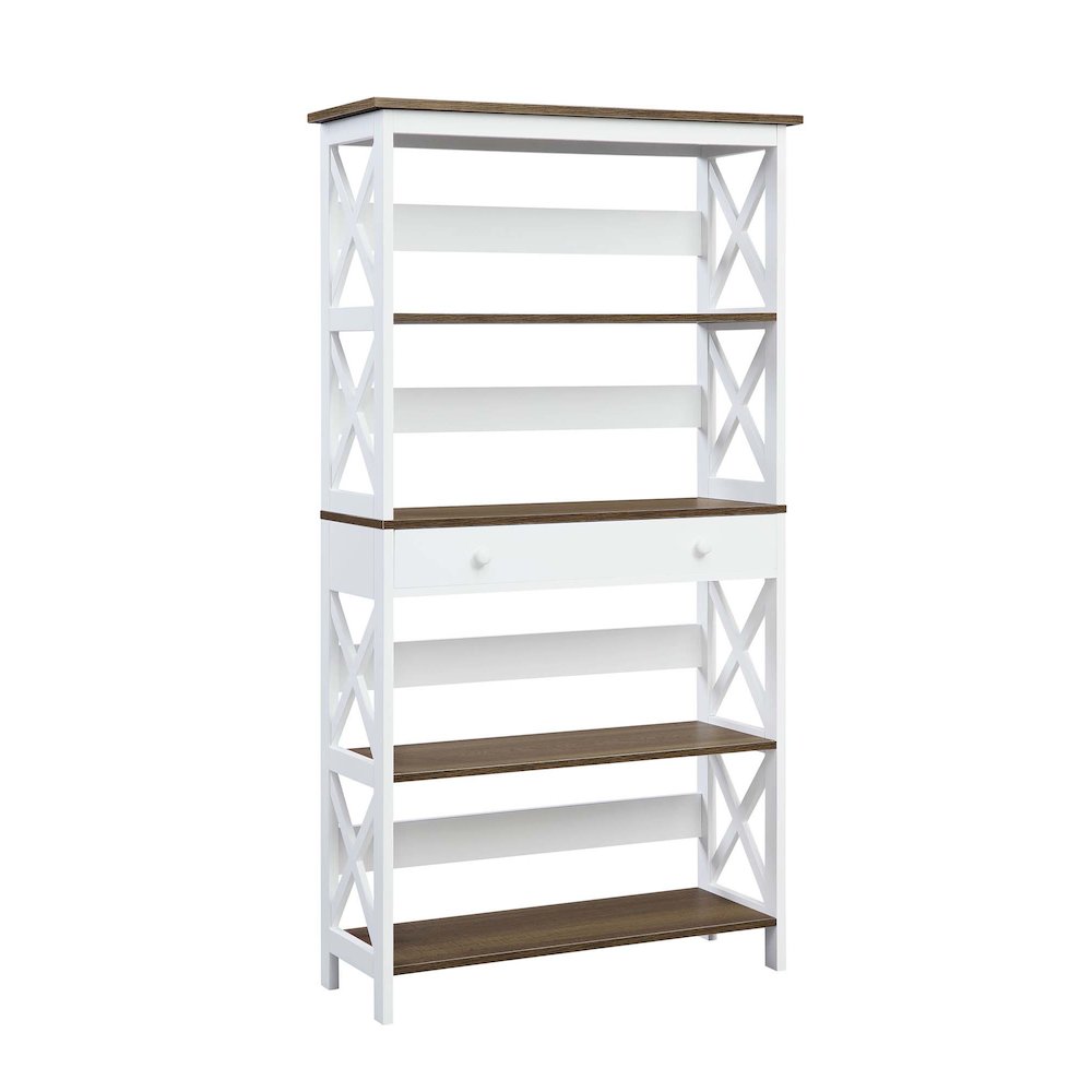 Oxford 5 Tier Bookcase with Drawer. Picture 1