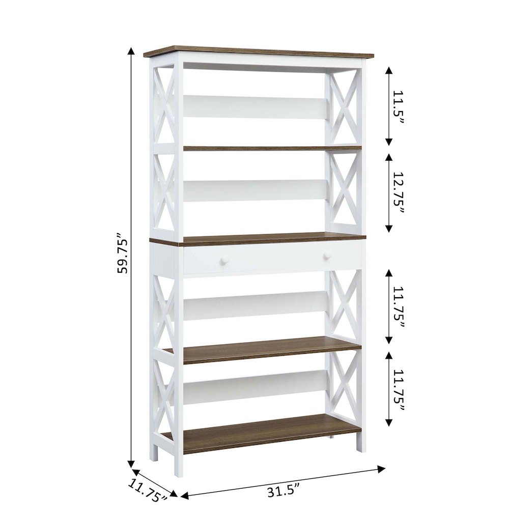 Oxford 5 Tier Bookcase with Drawer. Picture 5