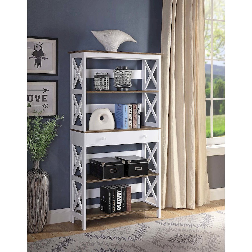Oxford 5 Tier Bookcase with Drawer. Picture 2