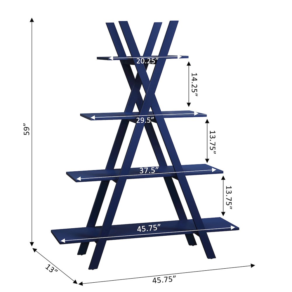 Oxford A Frame Bookshelf, Cobalt Blue. Picture 4