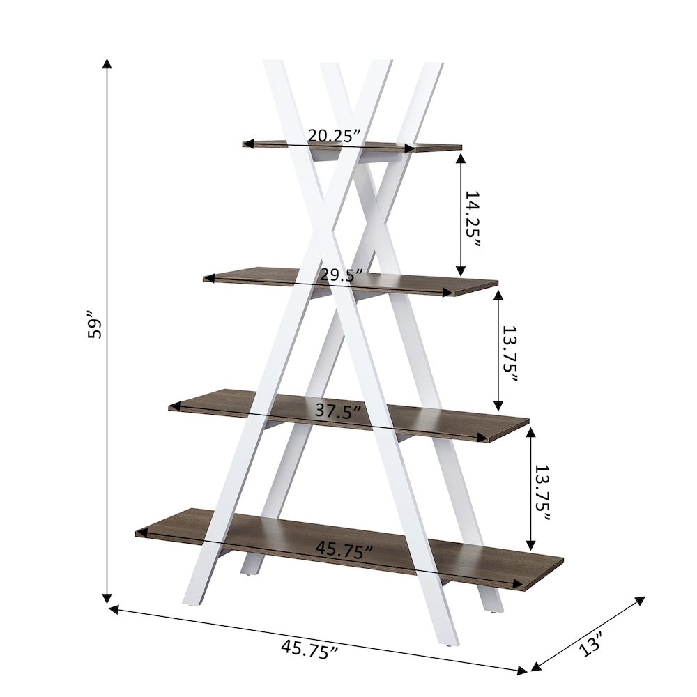 Oxford A Frame Bookshelf, Driftwood/White. Picture 4