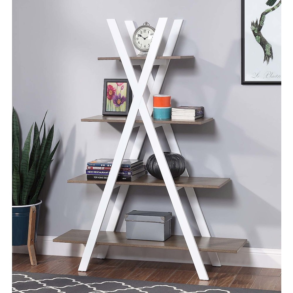 Oxford A Frame Bookshelf, Driftwood/White. Picture 2