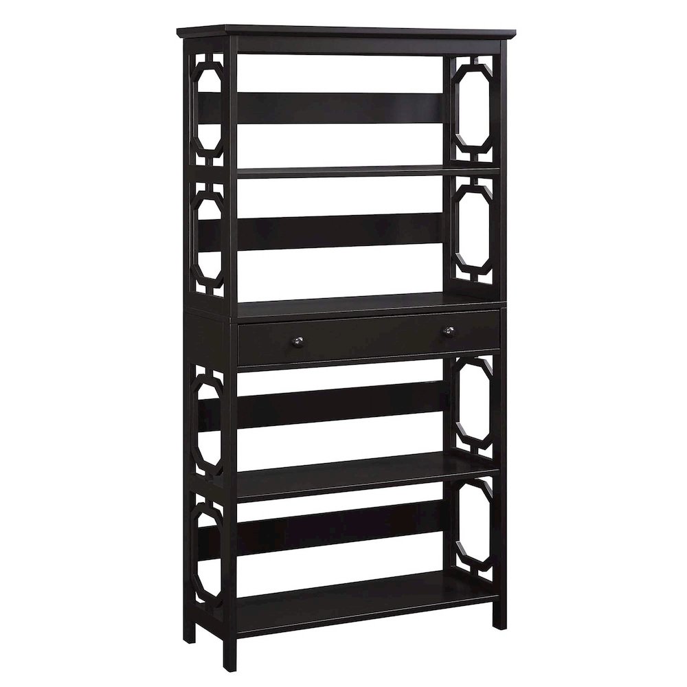 Omega 5 Tier Bookcase with Drawer, Espresso. Picture 1