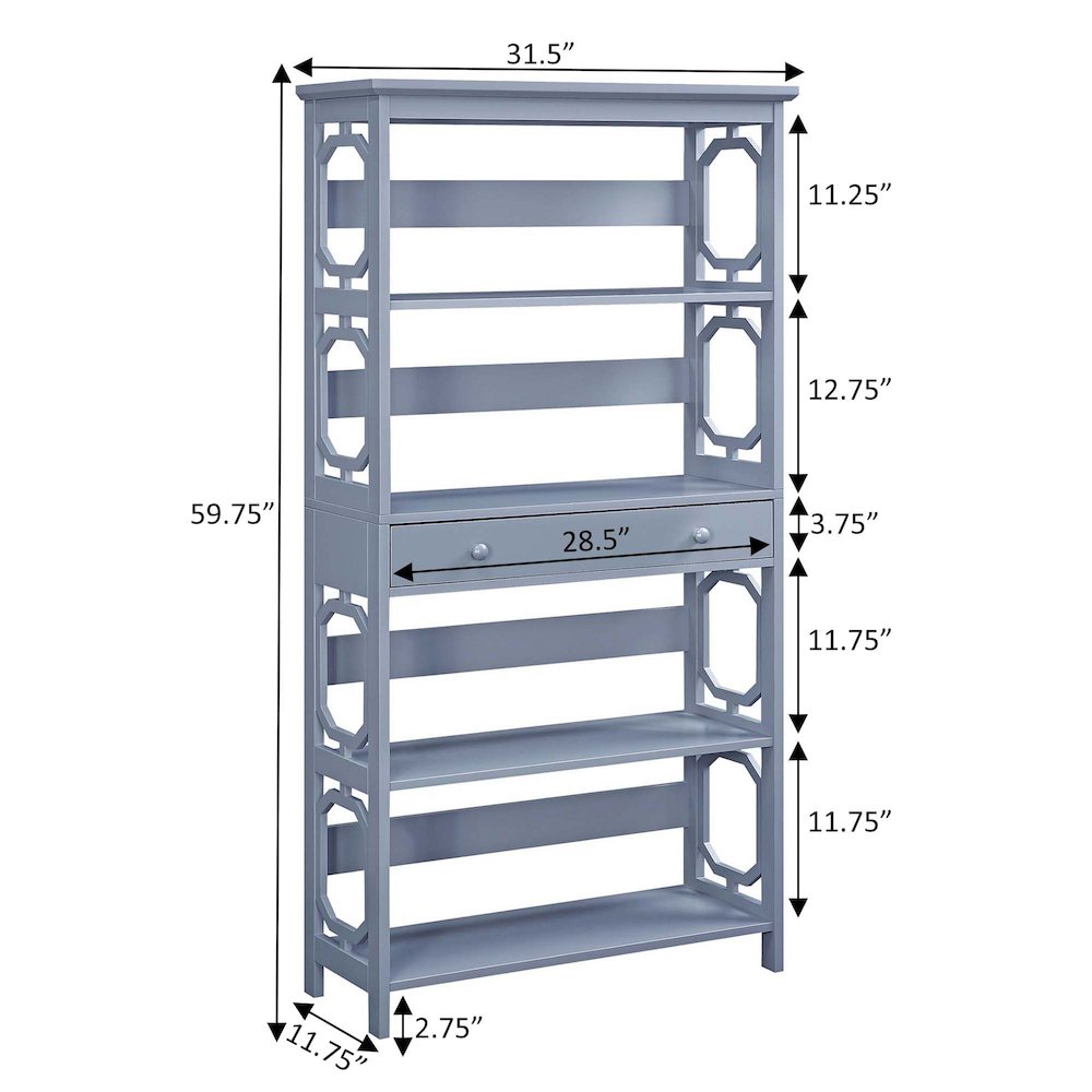 Omega 5 Tier Bookcase with Drawer. Picture 5