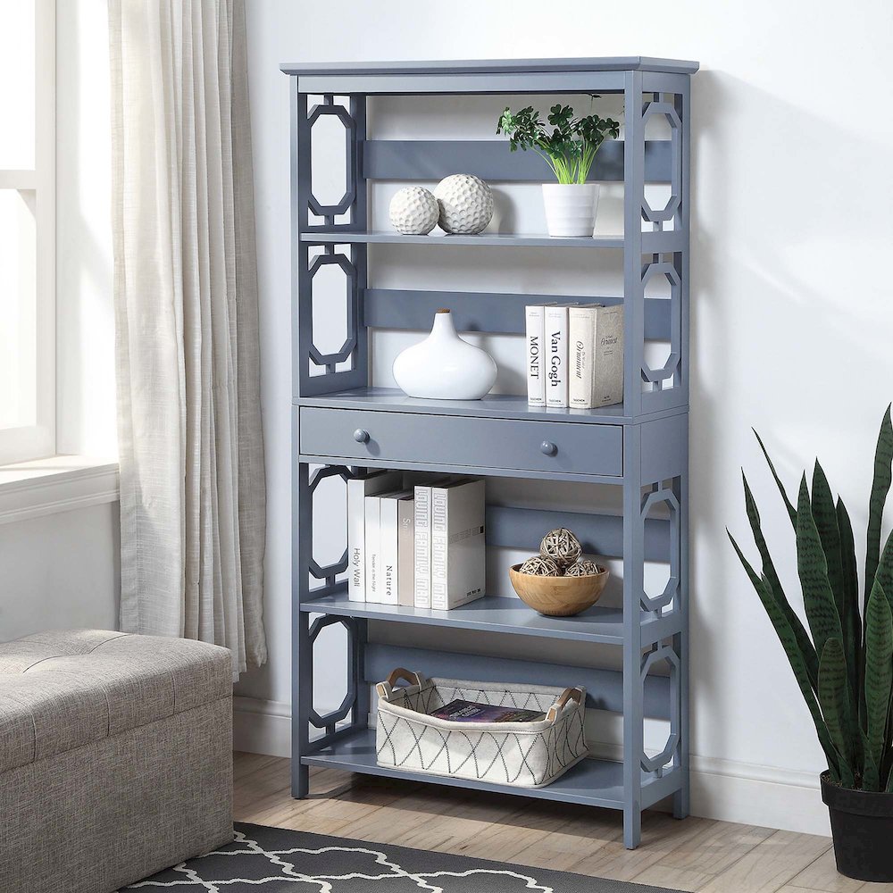 Omega 5 Tier Bookcase with Drawer. Picture 2
