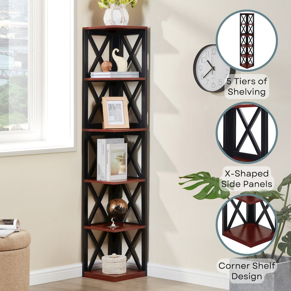Oxford 5 Tier Corner Bookcase. Picture 4