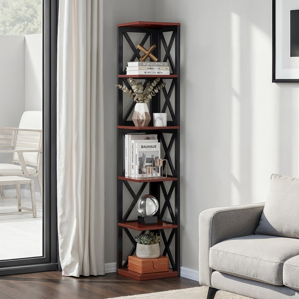 Oxford 5 Tier Corner Bookcase. Picture 2