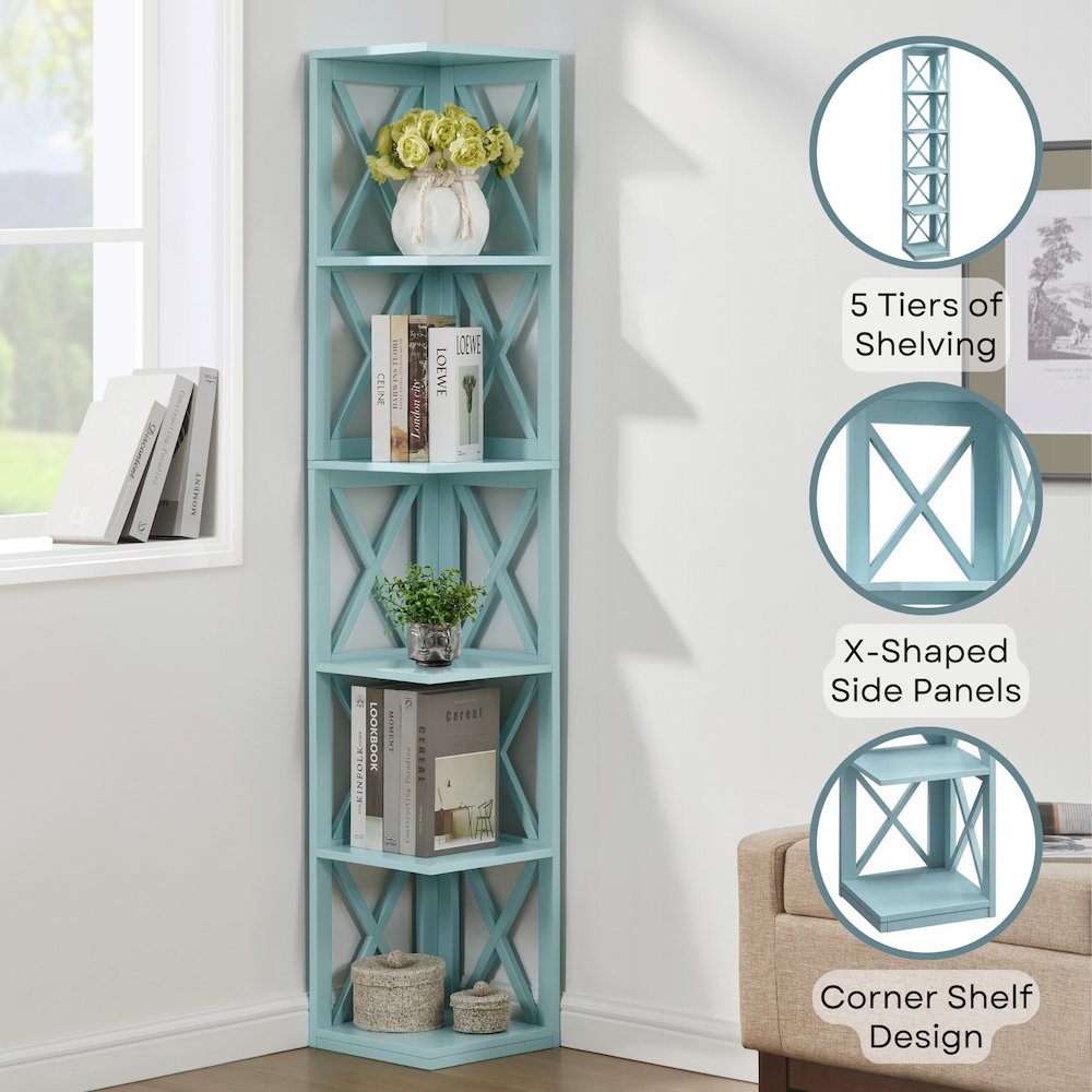 Oxford 5 Tier Corner Bookcase. Picture 4