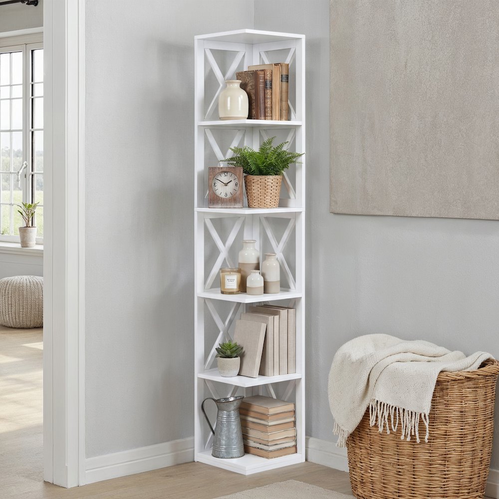 Oxford 5 Tier Corner Bookcase. Picture 2