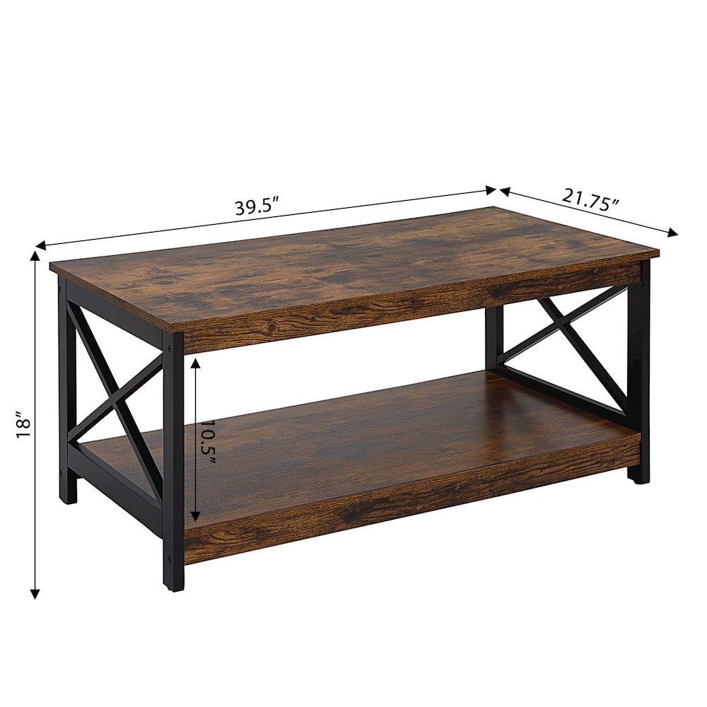 Oxford Coffee Table with Shelf Barnwood/Black. Picture 5