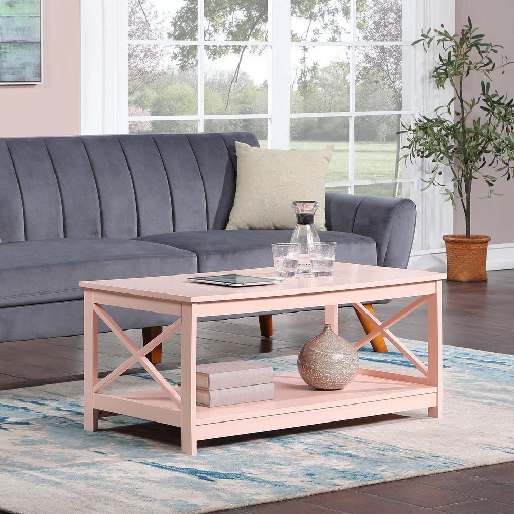 Oxford Coffee Table with Shelf Blush Pink. Picture 3