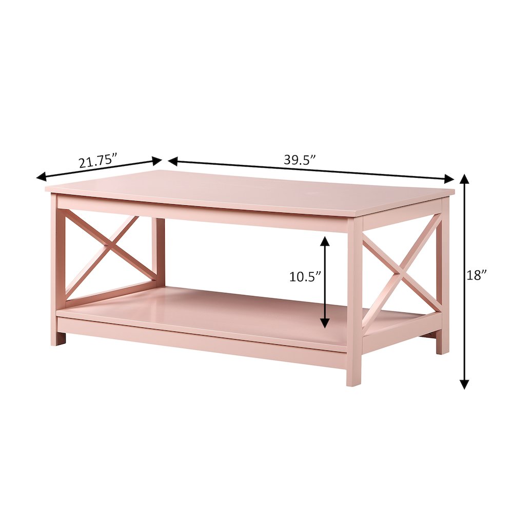 Oxford Coffee Table with Shelf Blush Pink. Picture 6