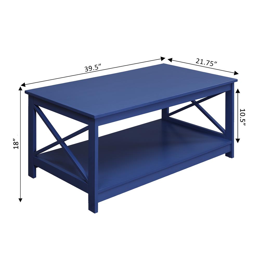 Oxford Coffee Table with Shelf, Cobalt Blue. Picture 4