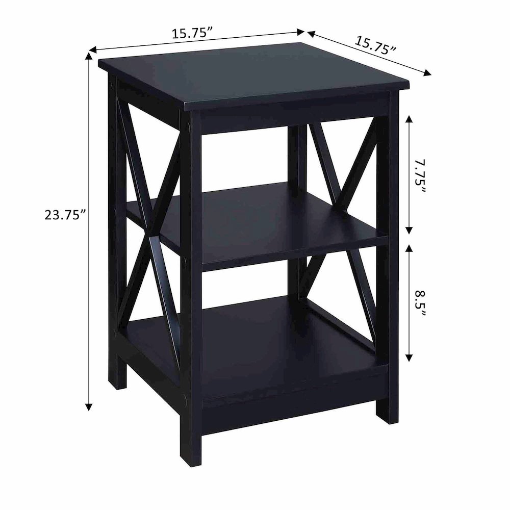 Oxford End Table with Shelves Black. Picture 7