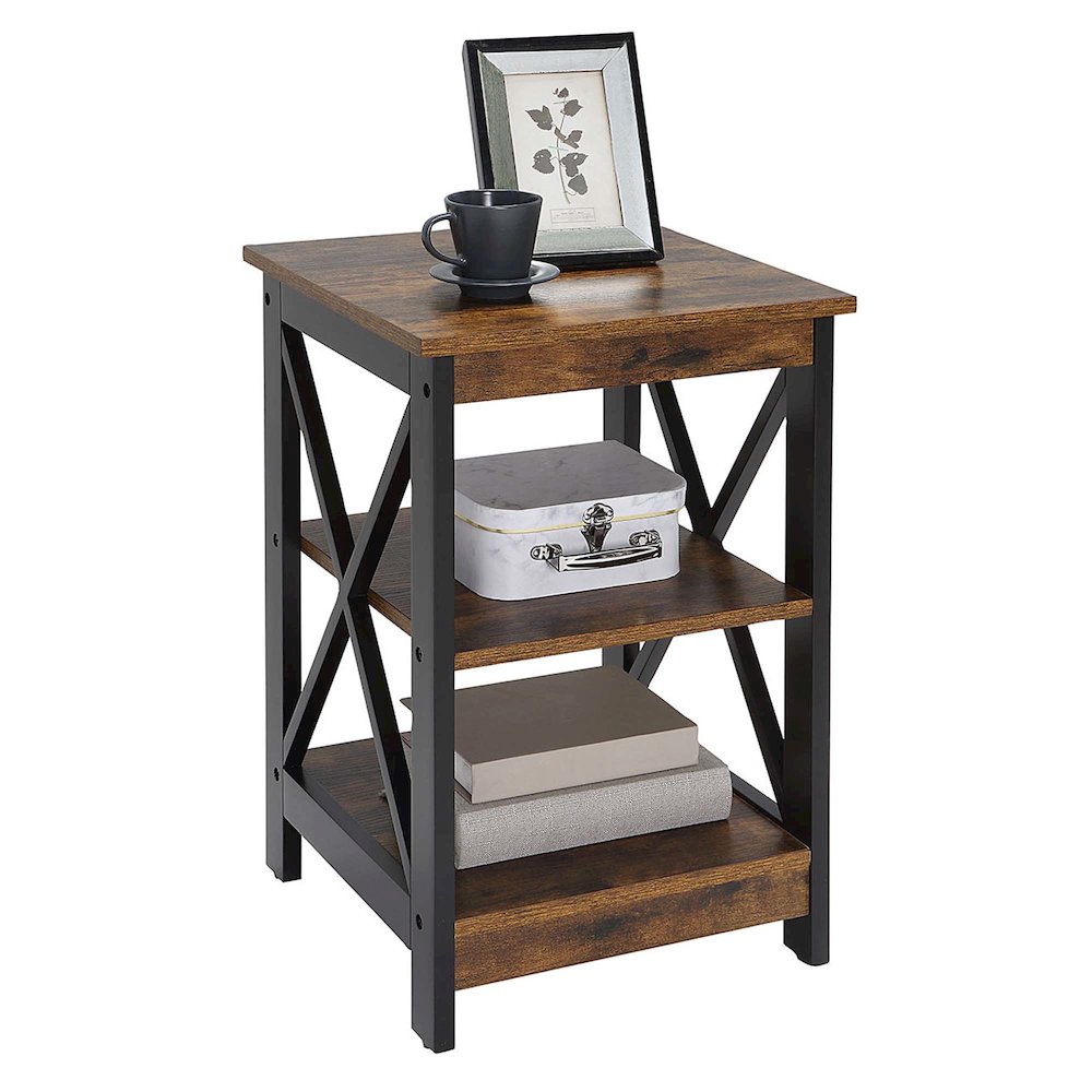 Oxford End Table with Shelves Barnwood/Black. Picture 3
