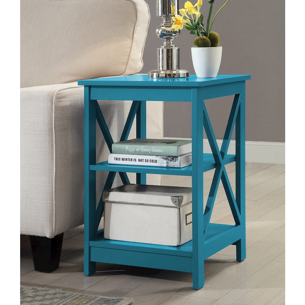 Oxford End Table with Shelves Blue. Picture 2