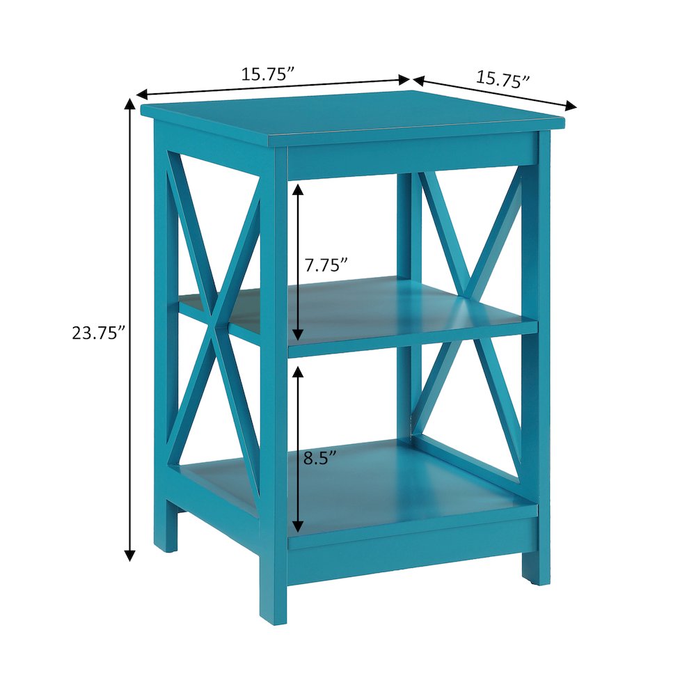 Oxford End Table with Shelves Blue. Picture 4
