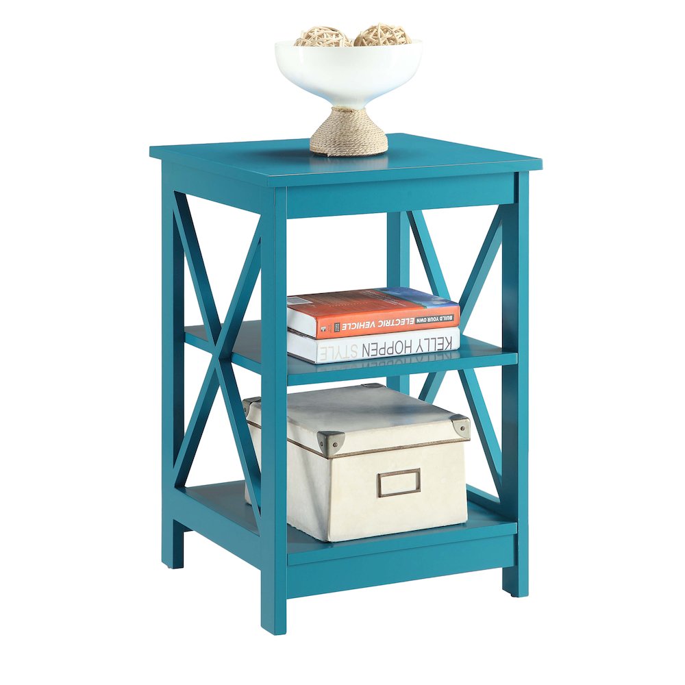 Oxford End Table with Shelves Blue. Picture 3