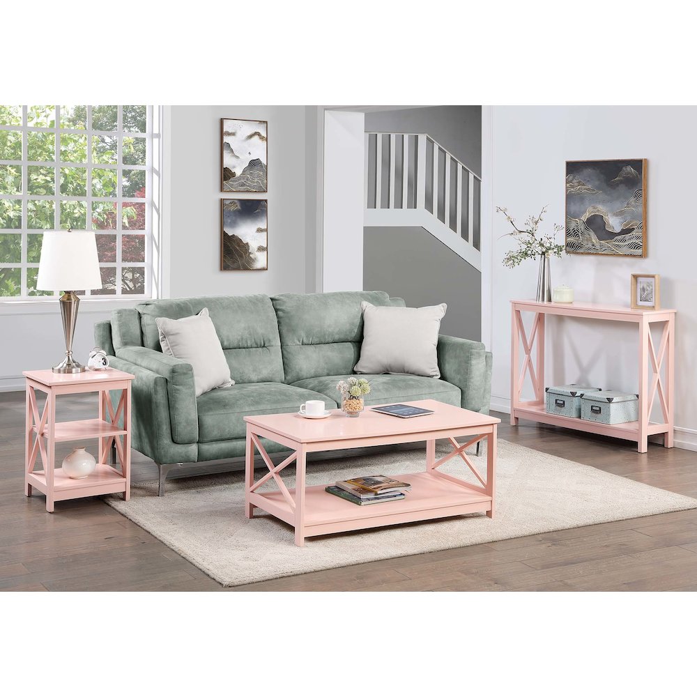Oxford End Table with Shelves Blush Pink. Picture 5