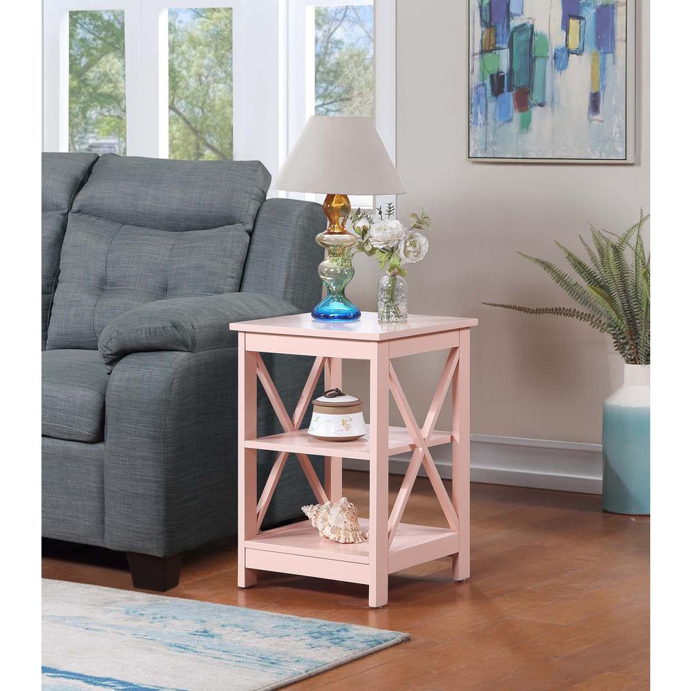 Oxford End Table with Shelves Blush Pink. Picture 3