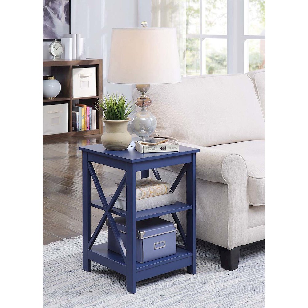 Oxford End Table with Shelves Cobalt Blue. Picture 2