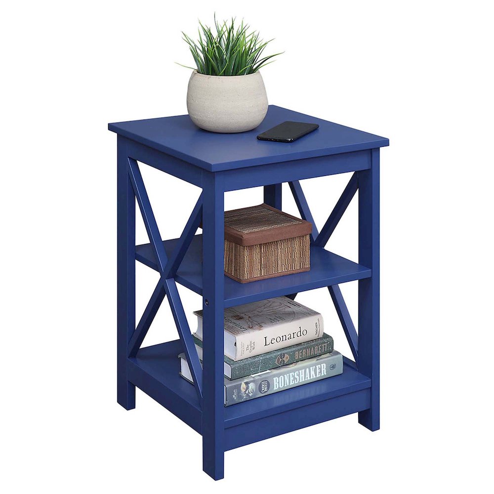 Oxford End Table with Shelves Cobalt Blue. Picture 3