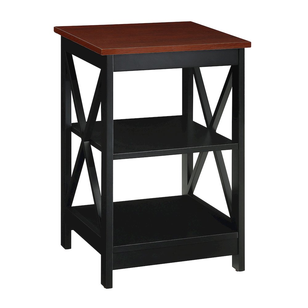 Oxford End Table with Shelves Cherry/Black. Picture 1