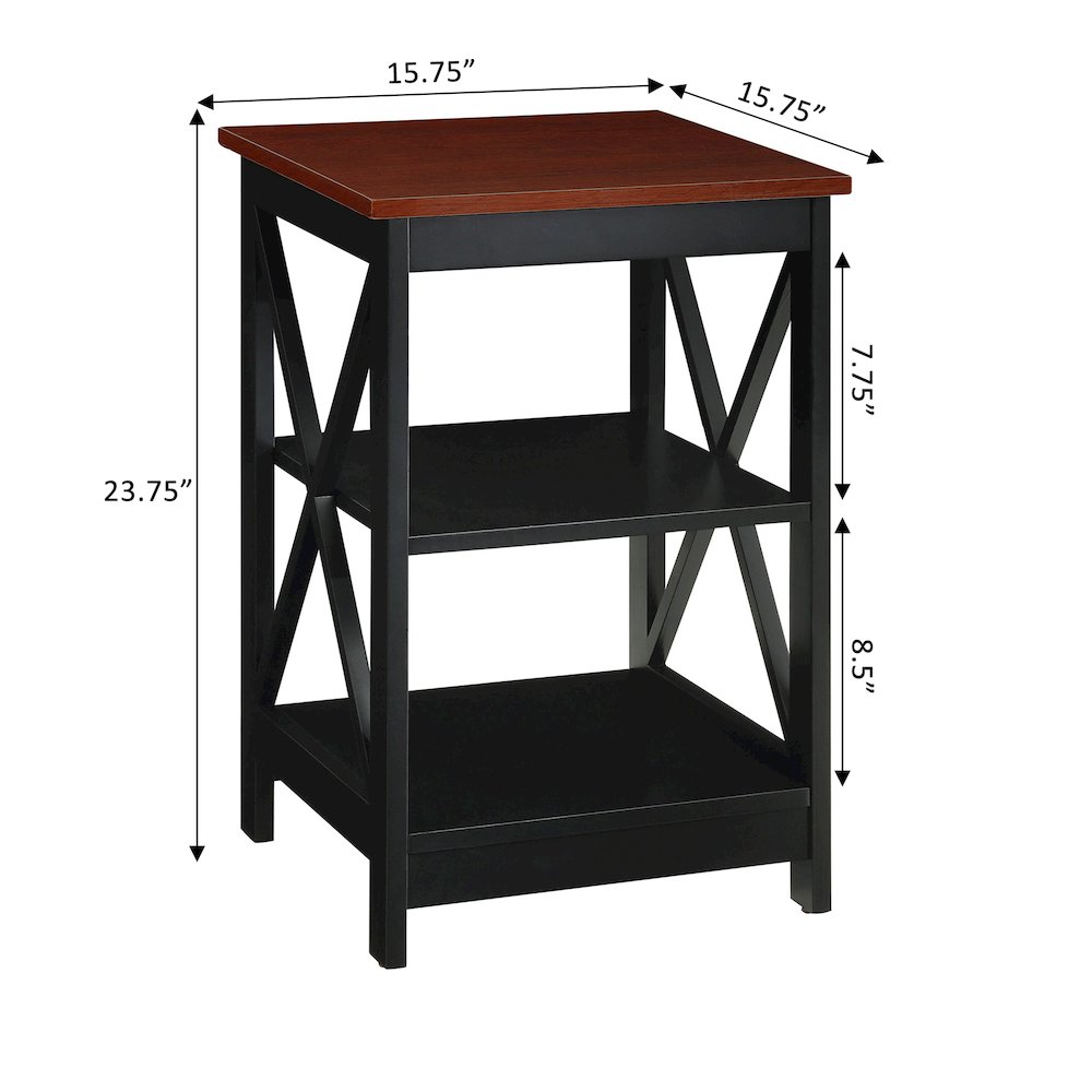 Oxford End Table with Shelves Cherry/Black. Picture 6