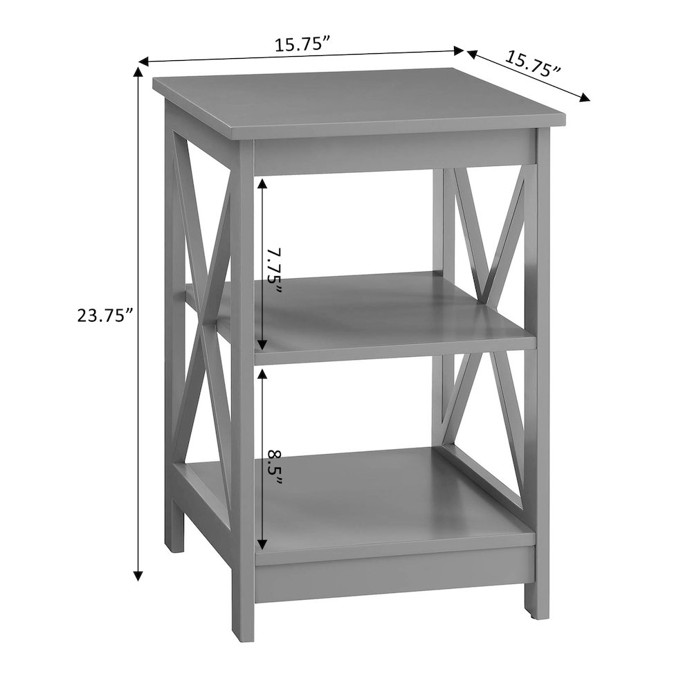 Oxford End Table with Shelves Gray. Picture 5