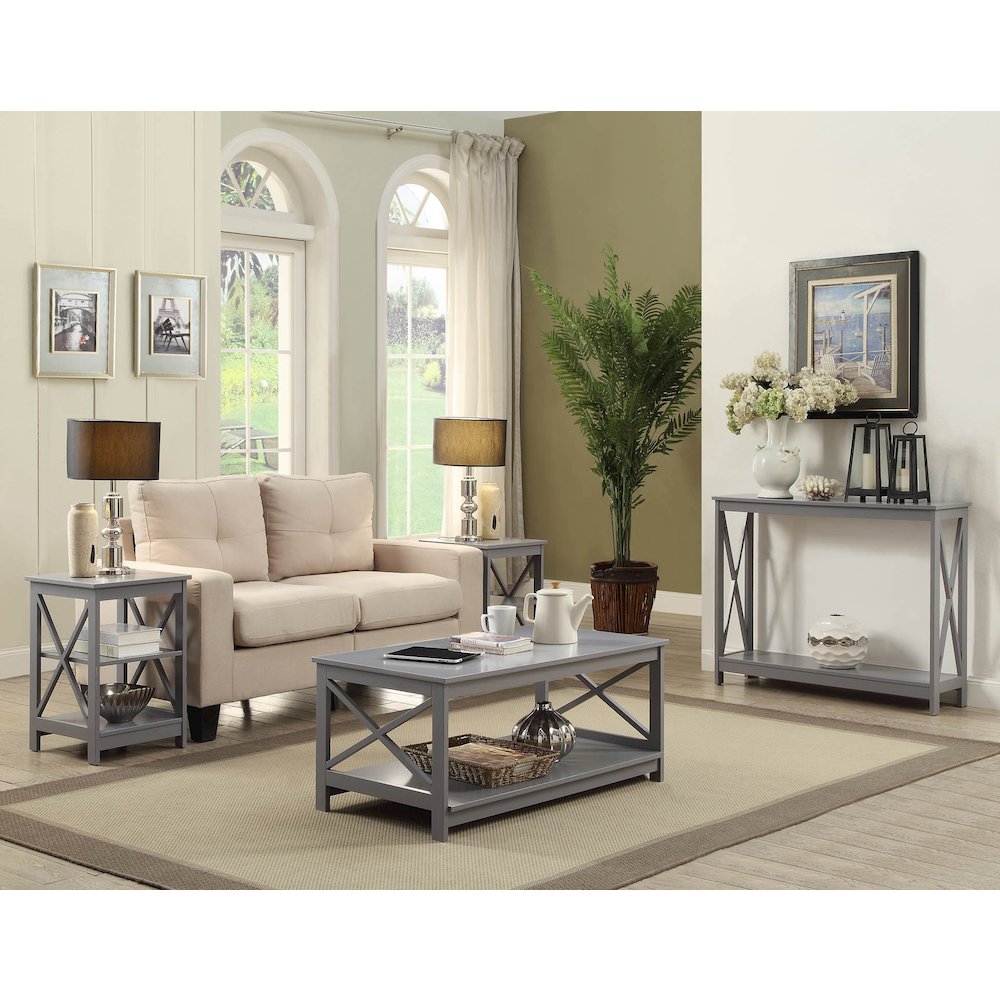 Oxford End Table with Shelves Gray. Picture 4